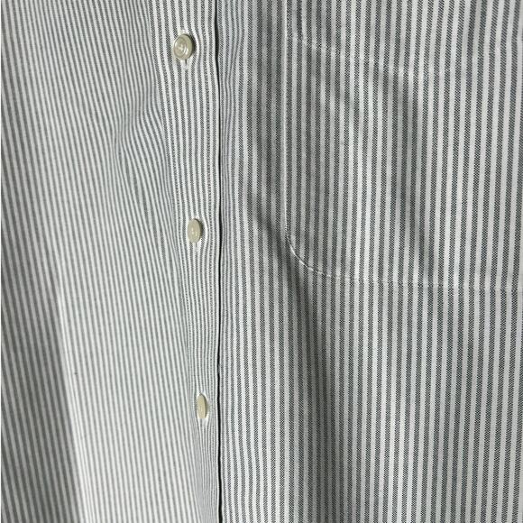 L.L. Bean Mens Button-Down Shirt Gray White Wrinkle Resistant Stripe Size 17-36 - Picture 2 of 6